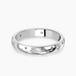 Ringlamour Star Setting Round Moissanite Starburst Wedding Band