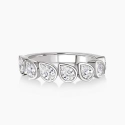 Ringlamour Bezel Pear Cut Moissanite Half Eternity Wedding Band