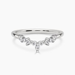 Ringlamour Round Cut Moissanite Chevron Wedding Band