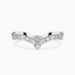 Ringlamour Baguette & Round Cut Moissanite Chevron Wedding Band