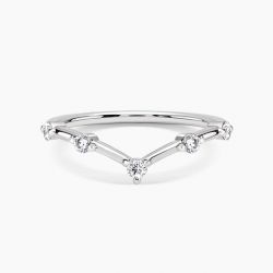 Ringlamour Round Cut Moissanite Chevron Wedding Band