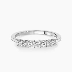Ringlamour 7 Stone Princess Cut Moissanite Wedding Band