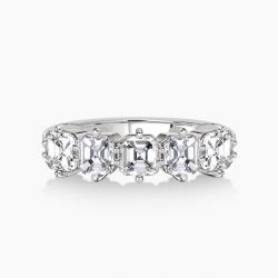 Ringlamour 5 Stone Asscher Cut Moissanite Wedding Band