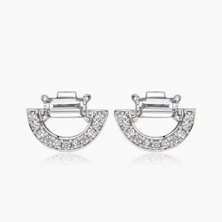 Ringlamour Baguette Cut Moissanite Theda Arc Stud Earrings