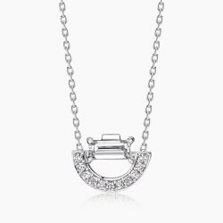 Ringlamour Baguette Cut Moissanite Theda Arc Pendant Necklace