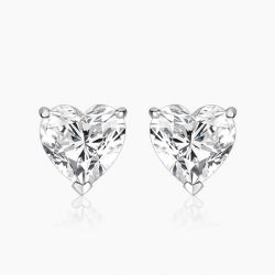 Ringlamour Prong Setting Heart Moissanite Solitaire Earrings