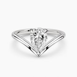 Ringlamour Signature V Pear Moissanite Engagement Ring
