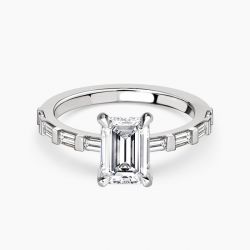 Ringlamour Bar Setting Emerald Moissanite Engagement Ring
