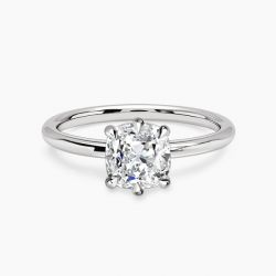 Ringlamour 6 Prong Cushion Moissanite Solitaire Engagement Ring