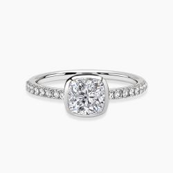 Ringlamour Bezel Setting Cushion Cut Moissanite Engagement Ring