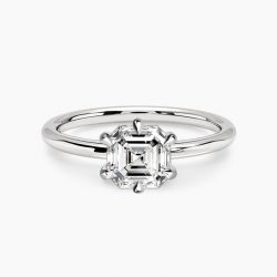 Ringlamour 6 Prong Asscher Moissanite Solitaire Engagement Ring