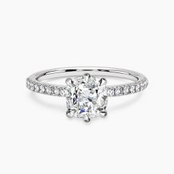 Ringlamour 6 Prong Cushion Moissanite Engagement Ring