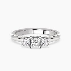 Ringlamour Princess Cut Moissanite Three Stone Engagement Ring