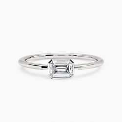 Ringlamour East-West Bezel Emerald Moissanite Engagement Ring