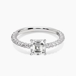 Ringlamour Cable Asscher Cut Moissanite Solitaire Engagement Ring