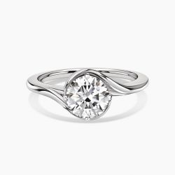 Ringlamour Bypass Shank Round Cut Moissanite Solitaire Engagement Ring