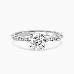 Ringlamour Round Cut Twisted Pave Moissanite Engagement Ring