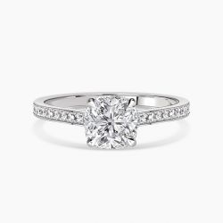 Ringlamour 4 Prong Cushion Cut Moissanite Engagement Ring