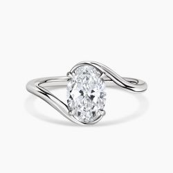 Ringlamour Bypass Setting Oval Moissanite Solitaire Engagement Ring