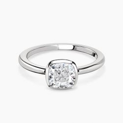 Ringlamour Bezel Setting Cushion Moissanite Solitaire Engagement Ring