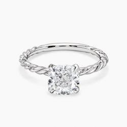 Ringlamour Rope Cushion Cut Moissanite Solitaire Engagement Ring