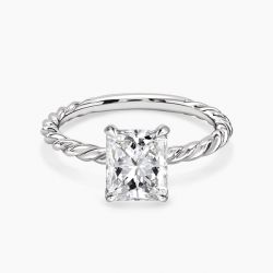 Ringlamour Rope Radiant Cut Moissanite Solitaire Engagement Ring