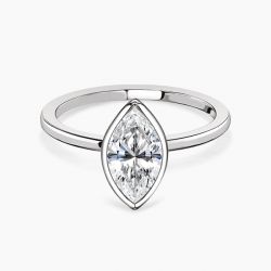 Ringlamour Bezel Setting Marquise Cut Moissanite Solitaire Engagement Ring