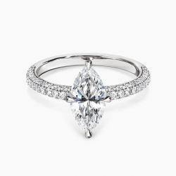 Ringlamour Pavé Dome Marquise Cut Moissanite Engagement Ring