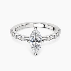 Ringlamour Bar Setting Marquise Cut Moissanite Engagement Ring