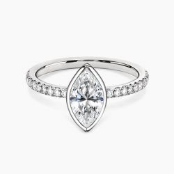 Ringlamour Bezel Setting Marquise Cut Moissanite Engagement Ring