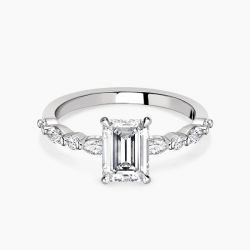 Ringlamour Emerald & Marquise Cut Moissanite Engagement Ring