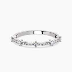 Ringlamour Round Cut Moissanite Wedding Band Stackable Ring