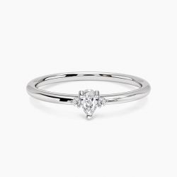 Ringlamour Pear Cut Moissanite Three Stone Wedding Band