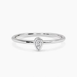 Ringlamour Bezel Setting Pear Moissanite Wedding Band Stackable Ring