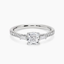 Ringlamour Hidden Halo Cushion Cut Moissanite Engagement Ring