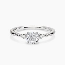 Ringlamour Cushion Cut Moissanite Three Stone Engagement Ring