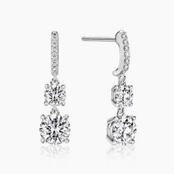 Ringlamour Round Cut Moissanite Drop Earrings