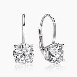 Ringlamour Lever Back Round Cut Moissanite Hidden Halo Drop Earrings