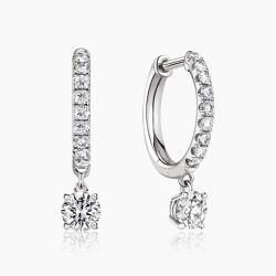 Ringlamour Huggie Round Cut Moissanite Drop Earrings