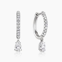 Ringlamour Huggie Pear Cut Moissanite Drop Earrings
