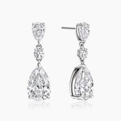 Ringlamour Pear & Round Cut Moissanite Dangle Earrings