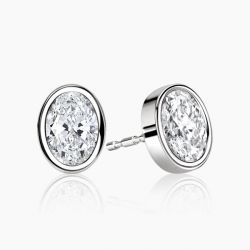 Ringlamour Bezel Setting Oval Cut Moissanite Solitaire Stud Earrings