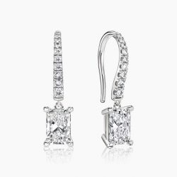 Ringlamour Radiant Cut Moissanite Drop Earrings