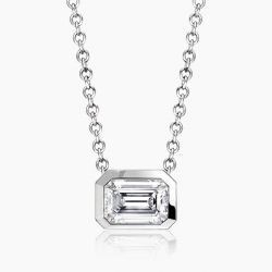 Ringlamour Bezel Setting Emerald Moissanite Solitaire Pendant Necklace