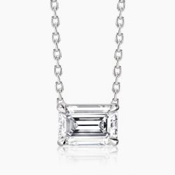 Ringlamour 4 Prong Emerald Moissanite Solitaire Pendant Necklace
