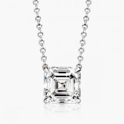 Ringlamour 4 Prong Asscher Moissanite Solitaire Pendant Necklace