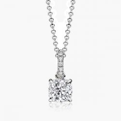 Ringlamour Hidden Halo Cushion Cut Moissanite Pendant Necklace