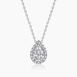 Ringlamour Halo Pear Cut Moissanite Pendant Necklace