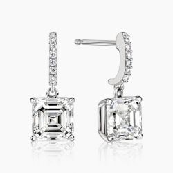 Ringlamour Asscher Cut Moissanite Drop Earrings